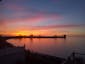 Glowing red sunset highlights Lake erie at dusk